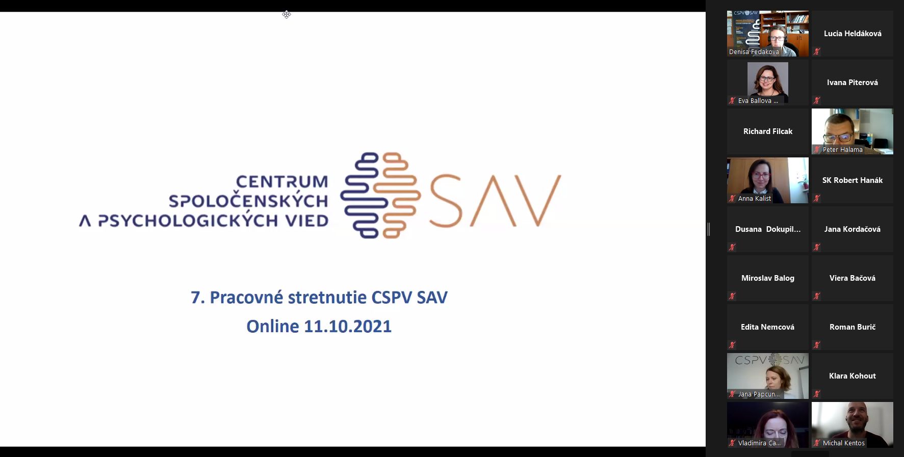Siedme pracovné stretnutie CSPV SAV alebo Centrovica 2021